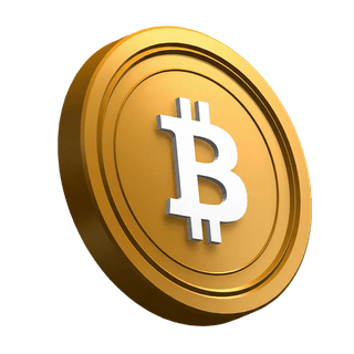 Bitcoin (BTC) coin angled in the hero section design